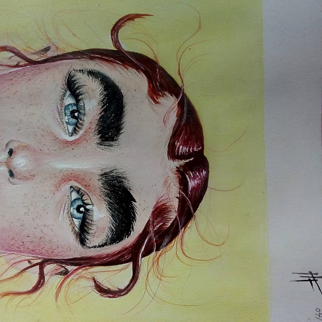 halunaji's tweet photo. I forgot how to use my coloring pencils so I painted this portrait :) 
 https://t.co/8r5STutPlj

#art #blackartists #artistsontwitter #redhair #gouache #watercolorpainting #watercolor #ArtistOnTwitter #newart #painting https://t.co/31tAEq7a2L