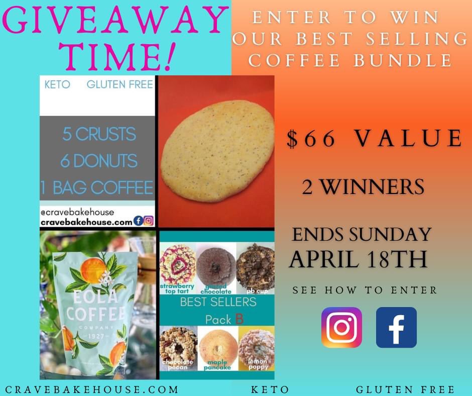 🥳It's Giveaway Time🥳 Enter until April 18th! 

#glutenfreetreats  #glutenfreesnacks #lowcarbdessert #lowcarbketo #ditchthecarbs #ketobakery #lowcarbcooking #diabeticfriendly #nowshipping  #sweepstakesentry #prizegiveaway #bundlegiveaway  #ketogiveaway  #proteinrich #paleo