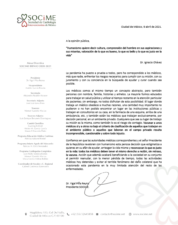 SOCiME_'s tweet photo. (1/2) Confiamos en que las autoridades médicas correspondientes y el señor Presidente @lopezobrador_  revaloren con humanismo esta penosa decisión que estigmatiza a quienes en su afán de ayudar, arriesgan la vida misma y reconozcan lo que es justo en la vida: https://t.co/CaSf1k9HNW
