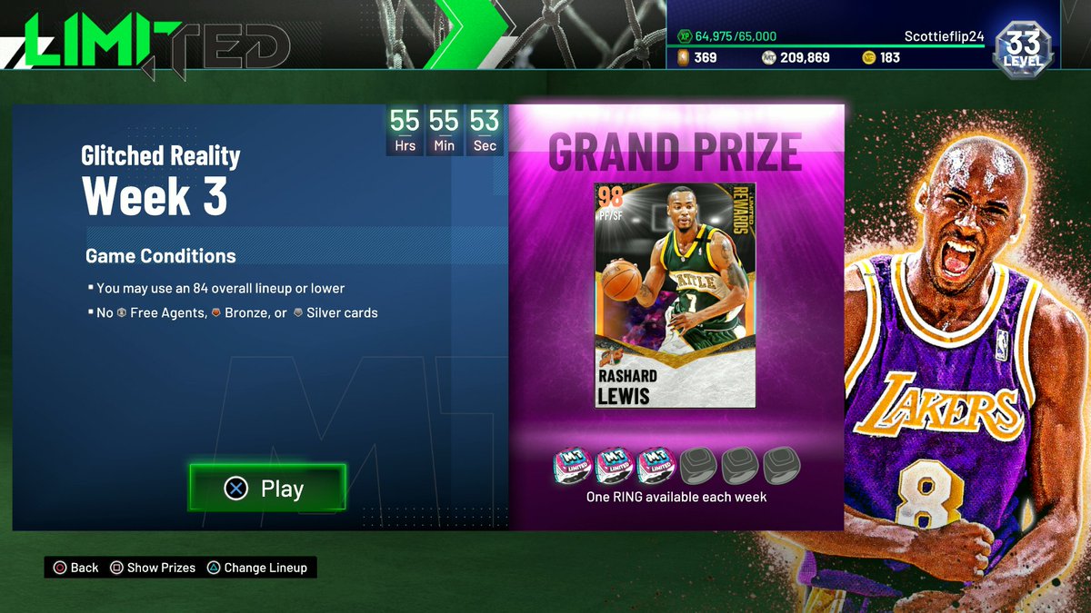 Scottieflip241's tweet photo. Got that 3rd Ring in Limited. Easiest yet! They saw my lineup and quit. Ring was on the right. Here's the lineup I used too......gonna grind the rest of these games now, care free. Good luck everyone.
#NBA2K21 #NBA2K21MyTeam #LIMITED #3rdRING #SEASON6 https://t.co/hk12IgYpy5