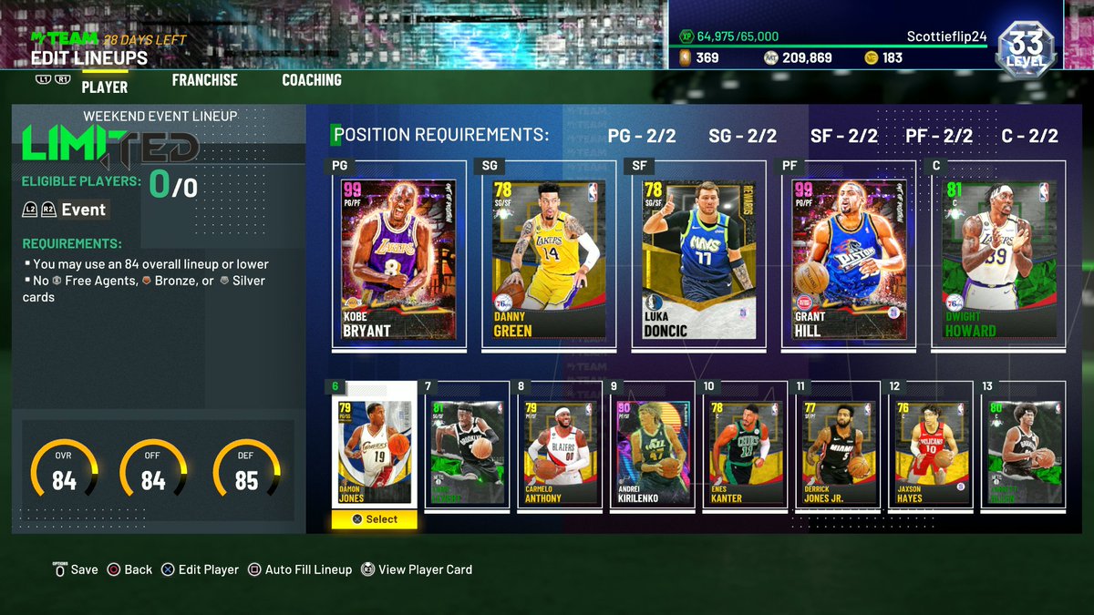Scottieflip241's tweet photo. Got that 3rd Ring in Limited. Easiest yet! They saw my lineup and quit. Ring was on the right. Here's the lineup I used too......gonna grind the rest of these games now, care free. Good luck everyone.
#NBA2K21 #NBA2K21MyTeam #LIMITED #3rdRING #SEASON6 https://t.co/hk12IgYpy5