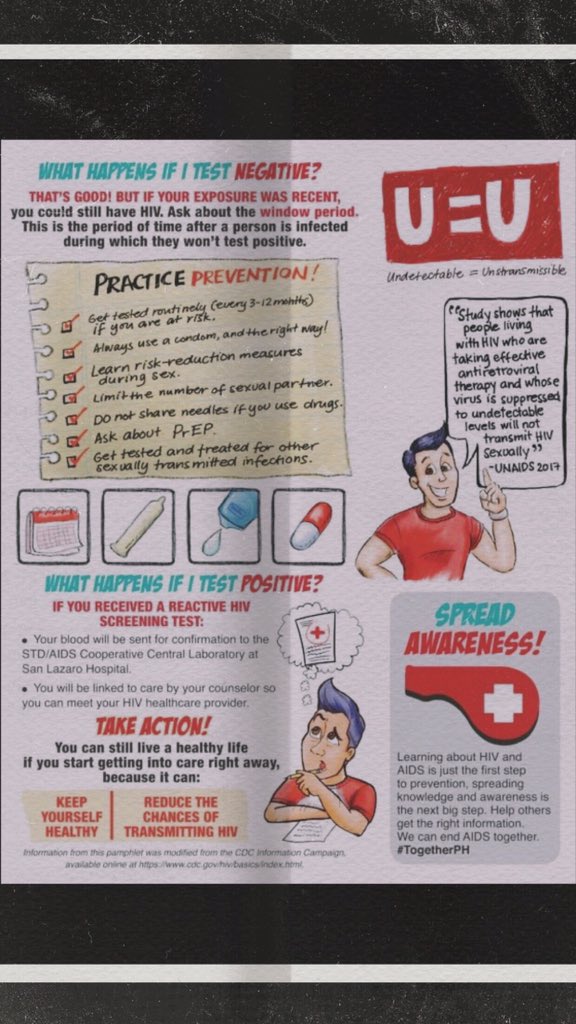 _c_h_i_n_i_t_o_'s tweet photo. These infographs from The Red Whistle will help you to educate yourself about HIV and AIDS. There is no known cure yet so, “BE IN THE KNOW”. Ligtas ang may alam, Besh! 😊 😉 

#HIVandAIDS #hivawarenessandprevention #Reach1Test1Save1 #BeInTheKnow https://t.co/lbwk4DdlAh