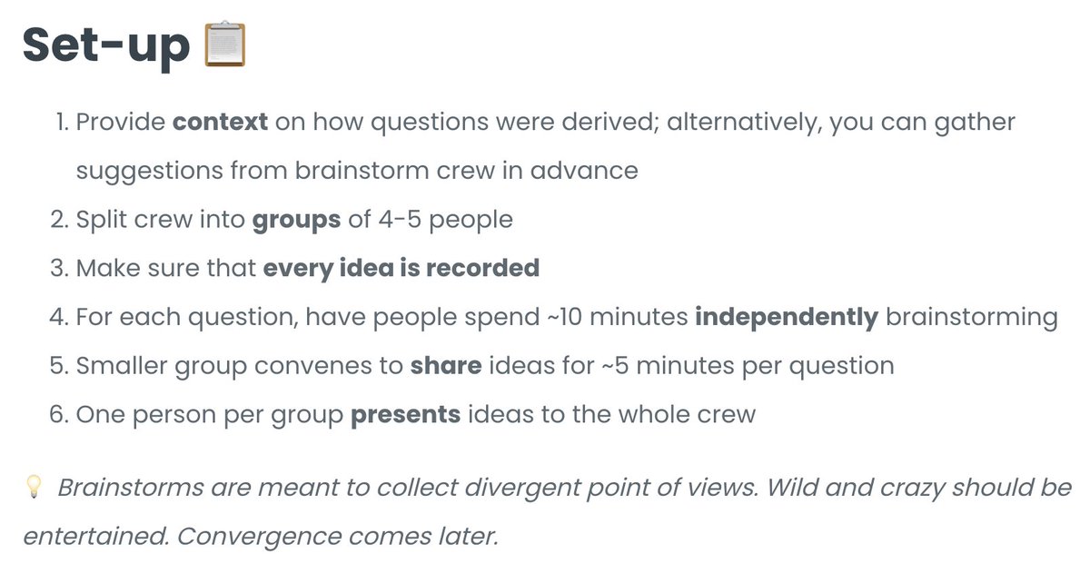 How to set up brainstorms: