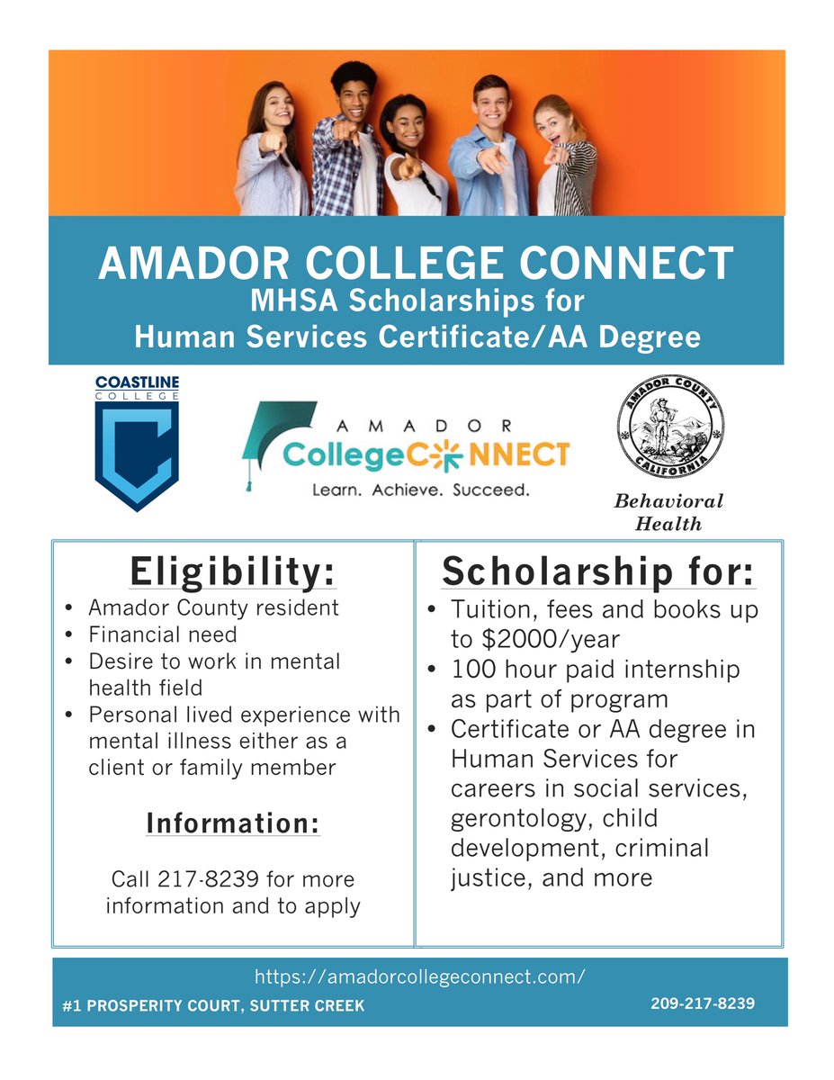 AmadorLearning's tweet image. Scholarships available for Human Services Careers.
