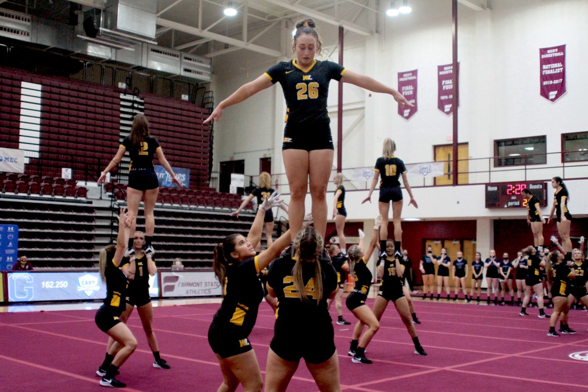 WLathletics's tweet photo. Check out these 📸 highlights of @hilltopperacro 's win in the @TheMountainEast Semifinal! #GoWLU #NCATA21 https://t.co/jStiWC7Psp