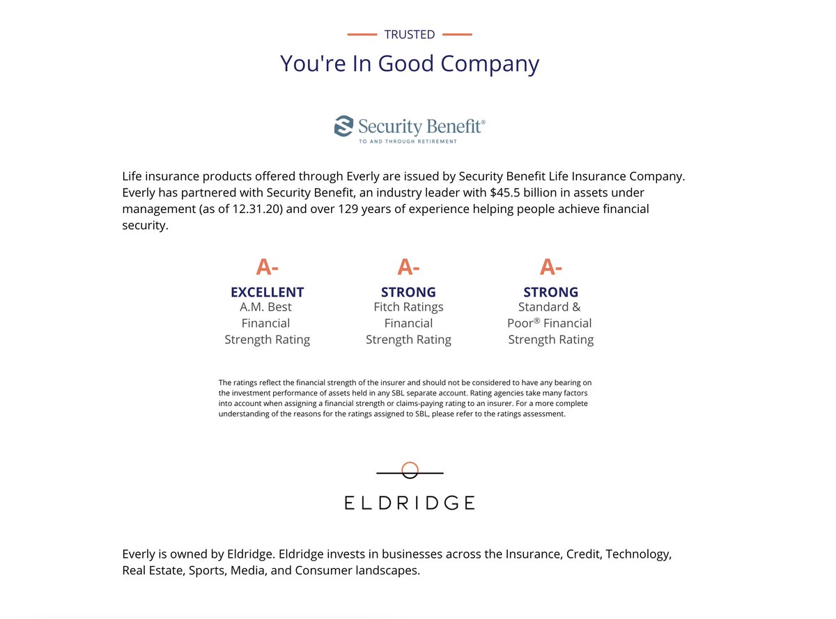 Except.. it's actually even dumber.The "About Us" page says they're bundling policies from "Security Benefit" which is an industry leader with 129 years of experience, and a landing page that includes an entire subsection on their corporate brand. 9/