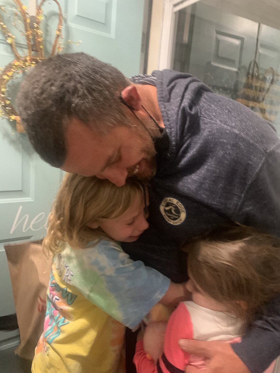 vabeachteach's tweet photo. My daughter’s face shows the joy, relief, and deep emotion felt by our military connected kiddos. It was only a couple months this time, but it felt like an eternity. We are so happy to have him home. #beatsurprise #checkinonthem #GodblessAmerica https://t.co/Hph3Vg08mR
