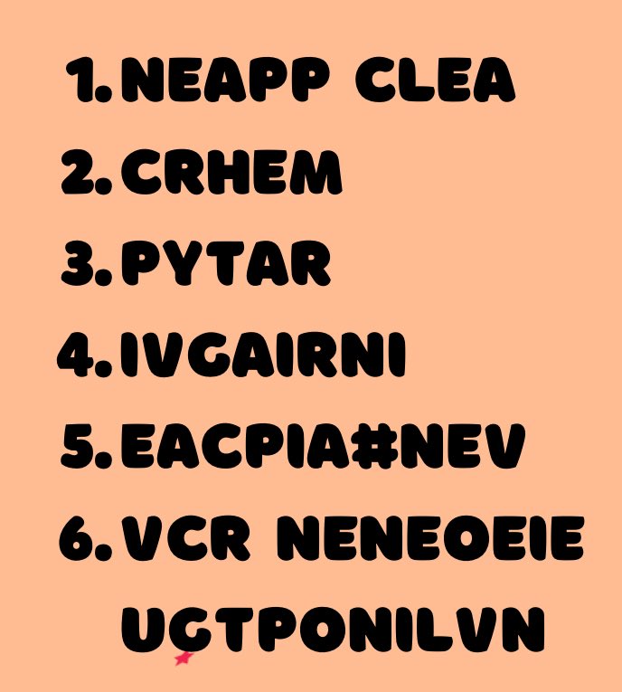 omg our turn 🥰🥰🥰 unscramble all these terms correctly to win some free merch! first comment with the right answer wins!