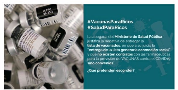 Gabriel38007494's tweet photo. proceso de vacunación a sido caótico y vergonzoso. Con dineros del Estado se ha dado prioridad a periodistas, ministros, chefs "reconocidos", tiktokers y famosillos. La Fiscal general dice que nosotros, el Pueblo, no somos las víctimas.
#VacunasParaRicos //
#SaludParaRicos https://t.co/6MxF2pRUu1