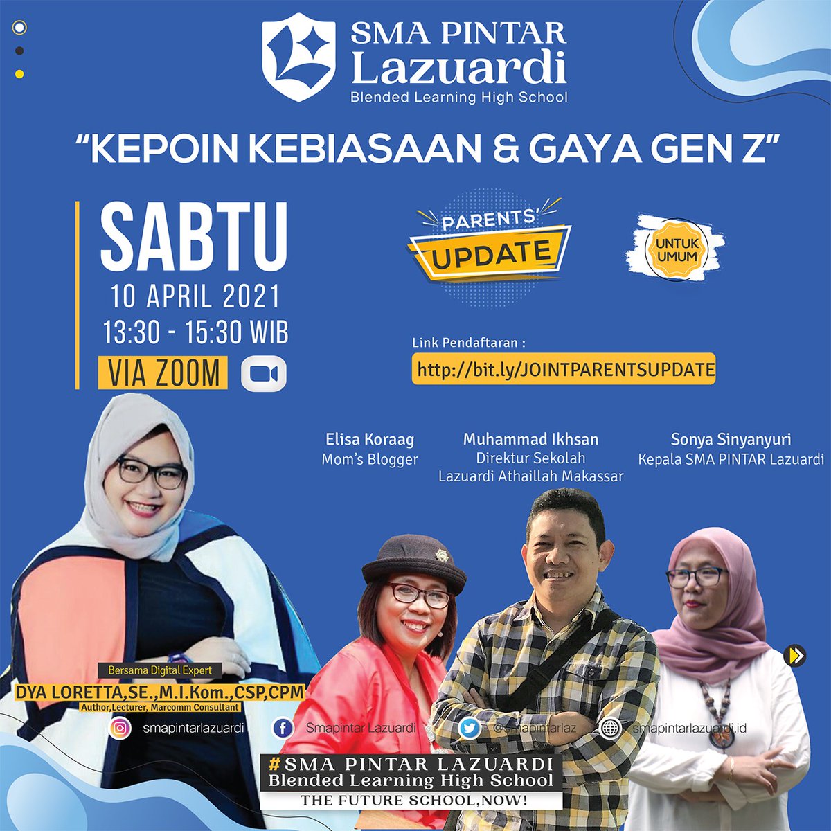Hai tweeps, siang ini aku sedang hadir di webinar ini loh, soalnya aku kepo 😁 modal buat anak yg beranjak remaja 👏

Ikutin terus tweet aku yaa 👌

#OrtuKebanggaanAnak  #smapintarlazuardi

<a href="/smapintarlaz/">SMA PINTAR Lazuardi (SPL)</a> <a href="/BloggerCihuy/">Blogger Cihuy</a>