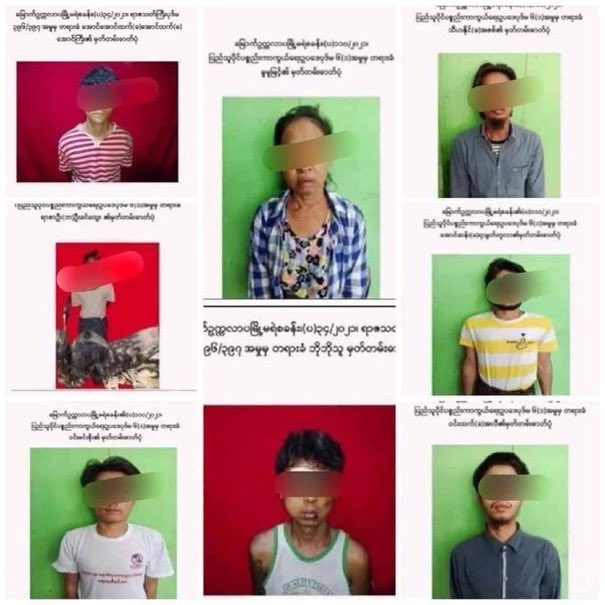 ZinMarW13537621's tweet photo. Military controlled channel MRTV announced today on 8pm news that 4 detained civillians from Bago and 19 pro-democracy civilians from North Oakkala, Yangon were SENTENCED TO DEATH with penal code 396.
#WhatsHappeningInMyanmar
#Apr9Coup 
#InternetShutdown   #CrimesAgainstHumanity https://t.co/jlvcbVEFLk