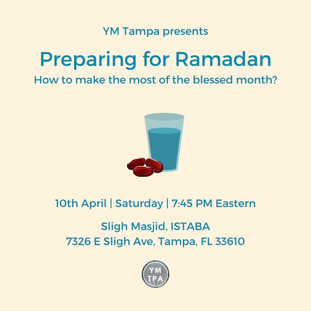 YMTampa's tweet photo. Assalamualaikum,

Join us at Sligh Masjid this Saturday, April 10th at 7:45 PM for a short halaqa about preparing for the blessed month of Ramadan. We will be shooting hoops as well afterwards!

Hope to see you there!
__
#YMTampa https://t.co/YhZqCpwYfv
