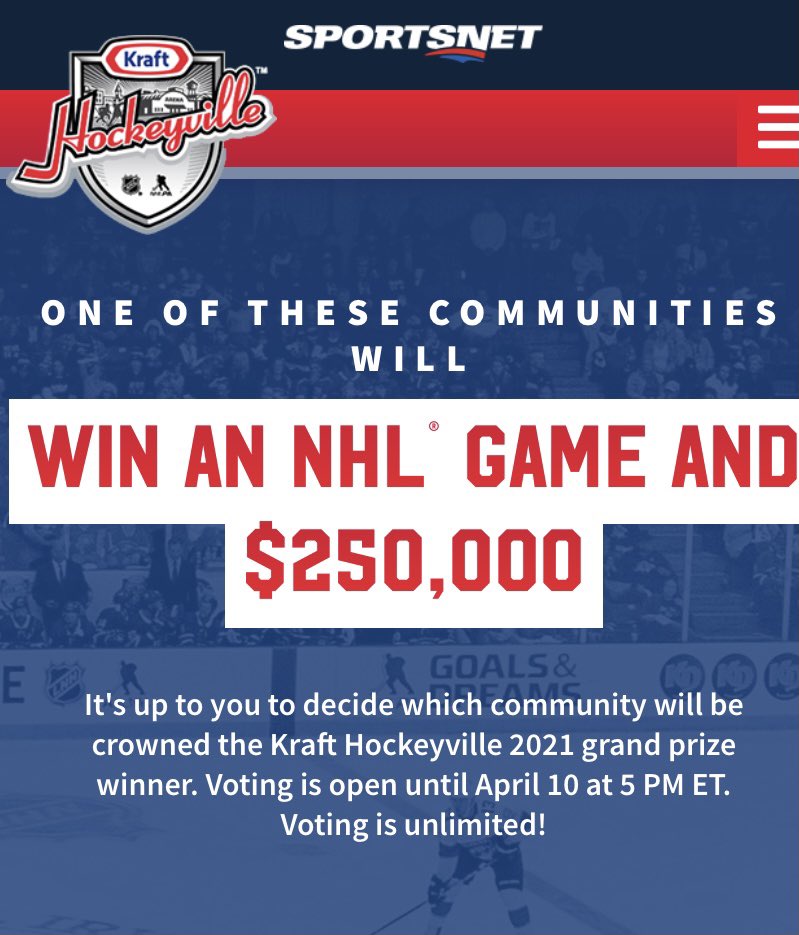 melanielmaher's tweet image. Come on Manitoba! Keep the votes coming in for the community of St. Adolph! Voting ends Saturday April 10 at 4:00 pm CT. VOTE, VOTE, VOTE!  Vote: krafthockeyville.ca/#/landing #KraftHockeyville @adolphe_st