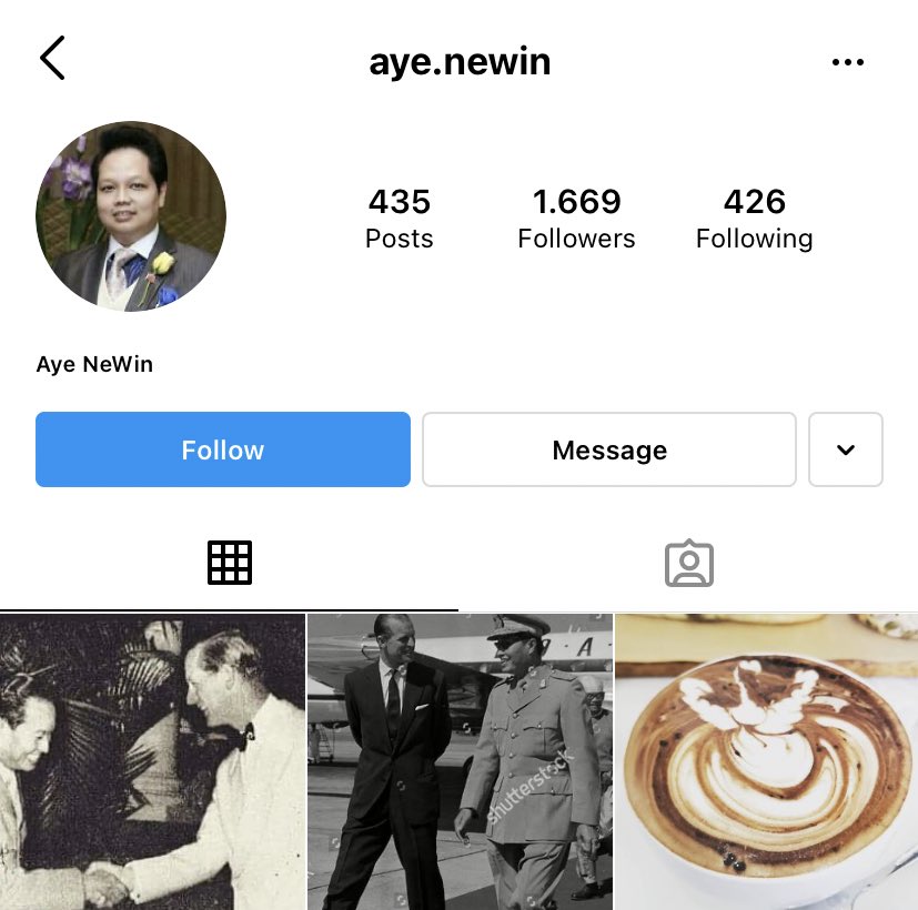 Dear <a href="/instagram/">Instagram</a> @Facebook, this Aye NeWin is a grandson of the late military dictator Ne Win. He is a mouthpiece of Min Aung Hlaing-led SAC Terrorists Group. Please remove/ban his Instagram account. Thanks.

#WhatsHappeningInMyanmar #Apr10Coup #MilkTeaAlliance
