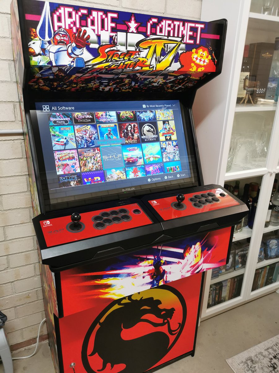 giosentric's tweet photo. @nintendolife
Just received my new custom made #NintendoSwitch arcade cabinet courtesy of https://t.co/dUBcrNCysi.
2x Hori Real Arcade Pro. V Hayabusa with a 32" TV and arcade skin. HDMI connection to switch dock inside cabinet. I hope you like it as much as I do! https://t.co/eAXh9yU7zp