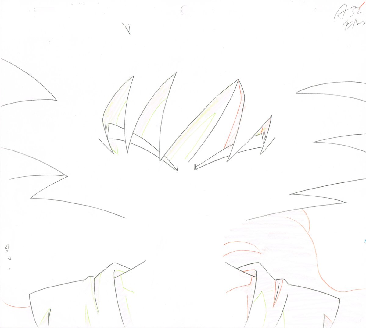 Biggest Fight! Dragon Ball GT Final Bout Animation Cel, Douga and Layout of Kid Goku from the Opening! 