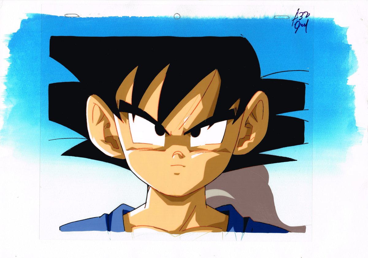 Biggest Fight! Dragon Ball GT Final Bout Animation Cel, Douga and Layout of Kid Goku from the Opening! 