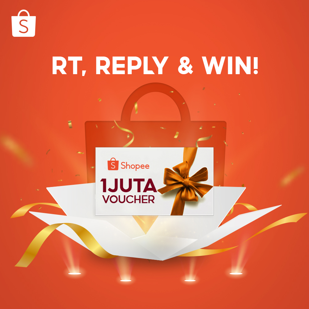 ShopeeID's tweet photo. 🎉 GIVEAWAY VOUCHER SHOPEE 1JT 🎉

Sobat Shopee, mau dong dapetin Voucher Shopee 1JT? Yuk, langsung aja ikuti caranya ya:

1. FOLLOW @SHOPEEID
2. RT &amp; LIKE tweet ini
3. REPLY 'Aku Mau #HadiahVoucherDariShopee' SEBANYAK-BANYAKNYA https://t.co/V7GJA2zzoB