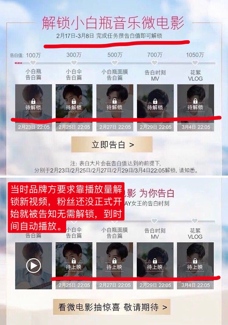 For Olay, they initially had a sales unlocking event (quite a common practice), but before fans could even start it was removed and changed to scheduled releases. To date, he hasn’t had any endorsement that required a number of sales to unlock gifts or bonuses.