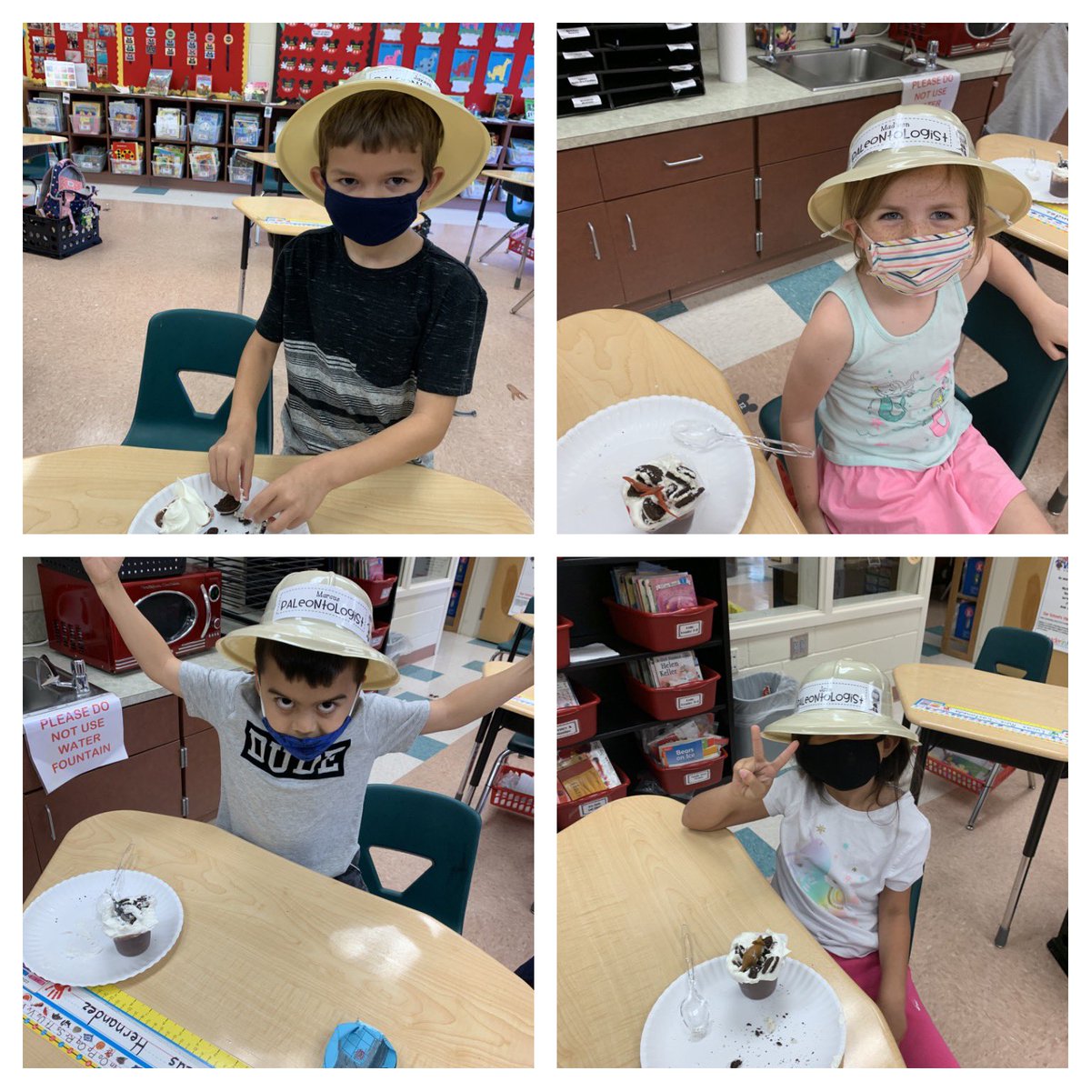 Day 3 in Mrs.Burns' Dino-dig site was exca-exciting! We drove our jeep past the volcano and  through the cretaceous forest to rescued our dinos from the mud, quicksand and gravel (pudding, whip cream and Oreos.) Experimenting was roaring good fun! <a href="/VMEPatriots/">Veterans Memorial Elementary</a>  <a href="/collierschools/">Collier County Public Schools</a>