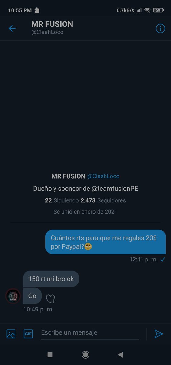 Gente 150 RT🔁 para que <a href="/ClashLoco/">MR FUSION</a> me done 20$ para mis mascotas 🥺, hechen paro 🙌