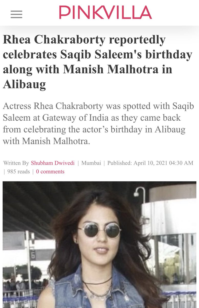 Good MorningKaal, Rhea Tai seen celebrating BDAY w. Saqib SalemAnti nationalist media channels give fake S Theory, who is Protecting tai?Why Rhea always Linked with Anti-hindus?  @narcoticsbureau Arrest Rhea ChakrabortyCooper Botched SSR Case #JusticeForSushantSinghRajput