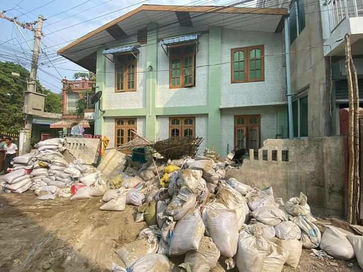 State's sponsored terrorists removed &amp; destroyed the barricades set by civilians with bulldozers circa 8:00P. M on the night of April 9.They even destroyed some brick walls of nearby houses. 
Happened in ChanAyeTharSan📍, Mandalay.
ELECTED CRPH
#Apr10Coup
#WhatsHappeningInMyanmar