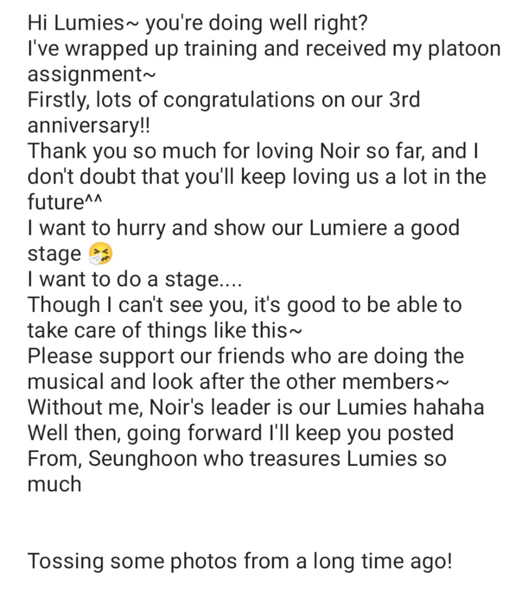 noir__int's tweet photo. [TRANS] 210410 Seunghoon's fancafe letter

"Lumies 💙"

#느와르 #신승훈 #승훈 #NOIR #SEUNGHOON https://t.co/l7hUXdcfFO