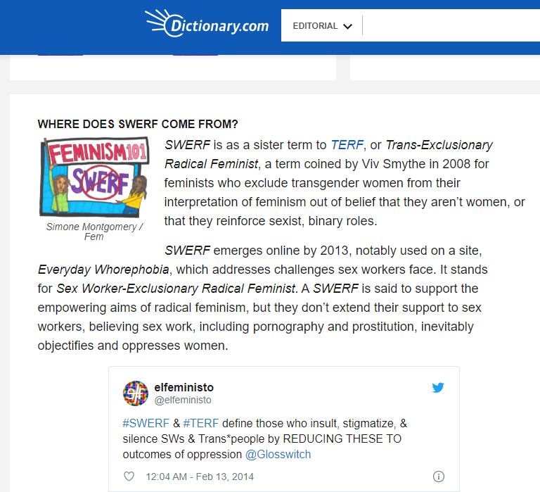 Here's one flat out saying it. 'Pornsickness' is a SWERF term. SWERF n' TERF beliefs cross over so much that I think it's better to just use the umbrella term: radfem.No matter which term u use, radfems tend to treat sex workers, trans ppl, and women in general like infants.