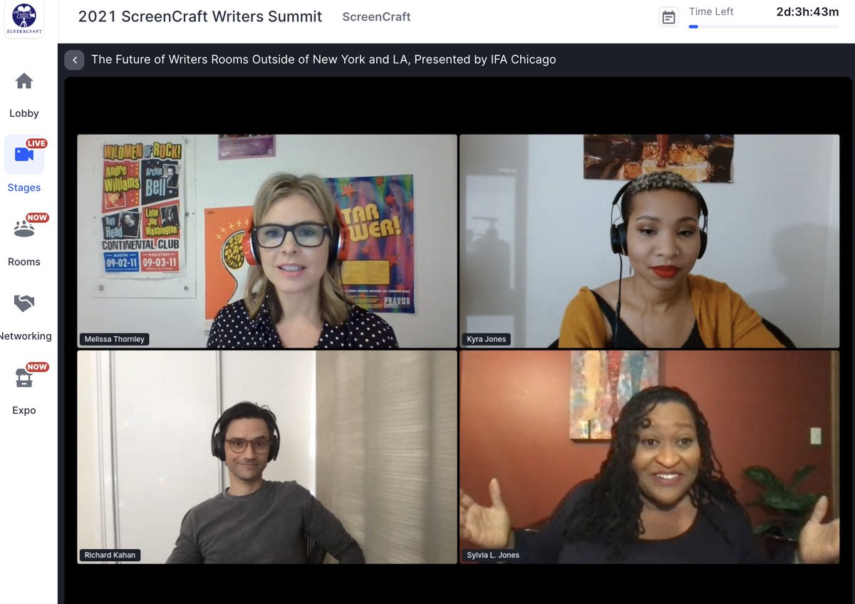 IFAChicago's tweet image. Wow! Thanks to our panelists @BlkAssFeminist @RichardKahan @Sylvia_Jones7 for your inspiring words on our panel today, @AlchemyCreate for the engaging convo you led, @screencrafting for your partnership &amp;amp; everyone around the world who attended! It was a vibe! #screencraftsummit