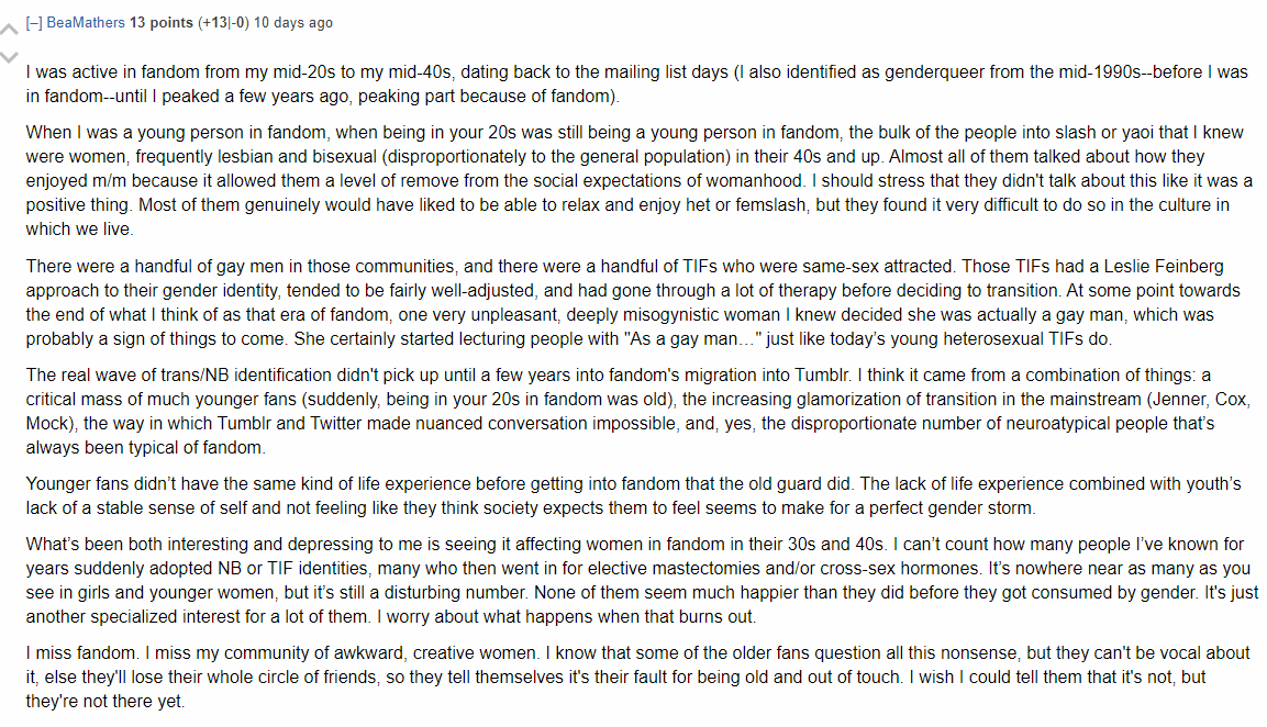 DINGDINGDING here's the pedophilia conspiracy!! LOOK AT HOW THEY TALK ABOUT ANIME AT THE END THERE. Who else thinks anime is 'catering to pedophiles'? Also it's hella fucking ironic that they think trans women groomed kids on Tumblr when it was THEM. THESE BITCHES.