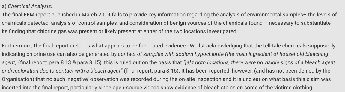 1) the additional 13 samples analysed were not sufficient to alter the *original interim report* conclusion that there was no confirmation chlorine gas had been present (nor indeed that there was any evidence of nerve agent such as Sarin):  https://www.berlingroup21.org/background   @aaronjmate
