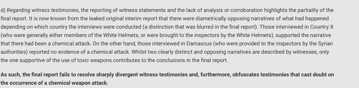 3) The additional 5 interviews carried out after Whelan left did nothing to resolve the carefully documented witness testimony in the *original interim report* showing sharply divergent claims between those interviewed in Country X (Turkey) and Damascus  @ClarkeMicah