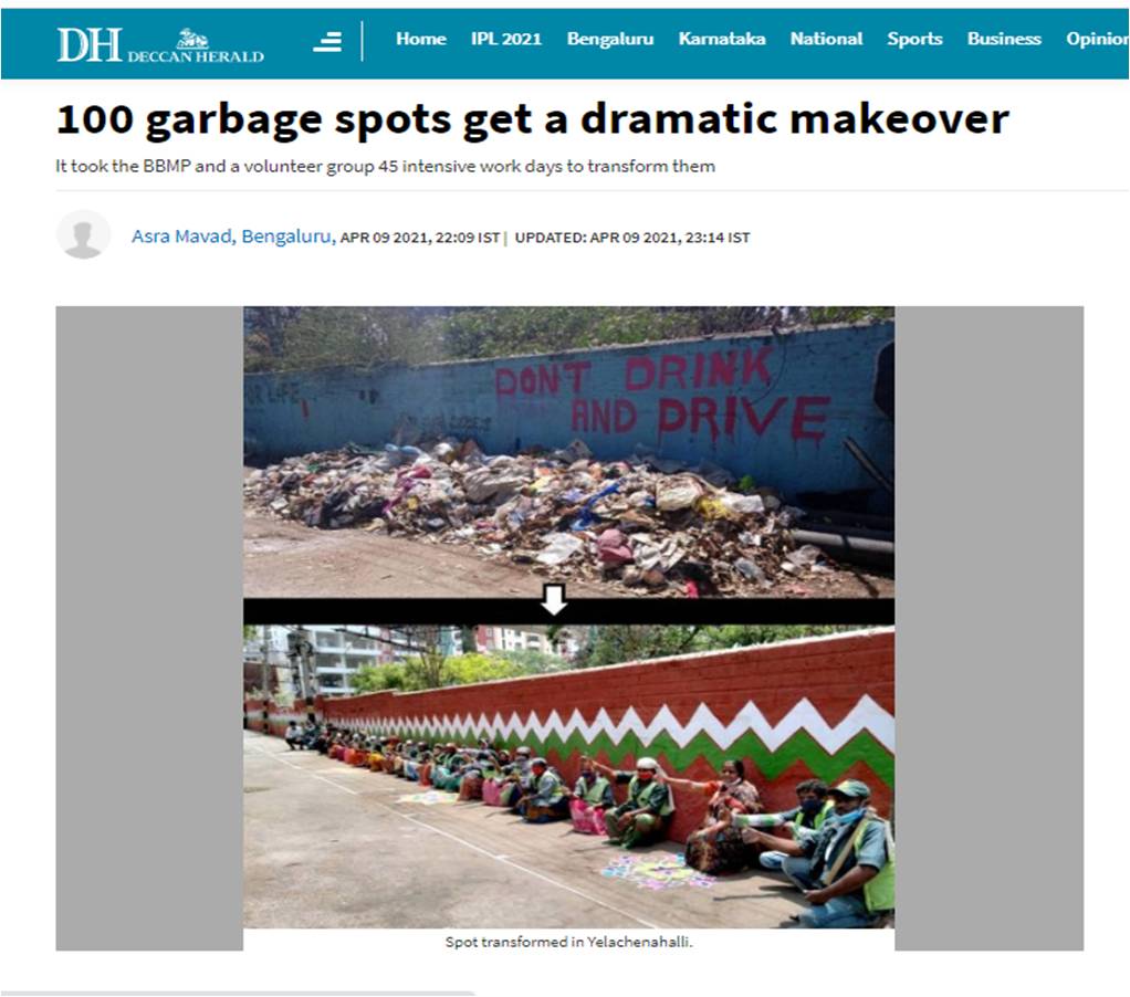 theuglyindian's tweet photo. #Clean100Campaign showcased in @DeccanHerald today. Real change on the ground at 100 Ugly Spots in 45 days deserves recognition. Well done #BBMP 👌. All the best for #Clean500Campaign! We are with you! @BBMPSWMSplComm @BBMPCOMM @BBMPAdmn @SwachSurvekshan
https://t.co/GopCATJTi8 https://t.co/albxEjgAuf