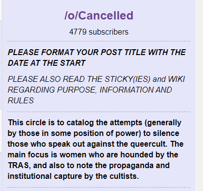 So what forum is this exactly? Welp....The cutoff part is 'save women's sports' which is...you guessed it, about how trans women shouldn't participate in women's sports etc. It's always ~SAVE THE WIMMINZ~ w these people.Also, 'cancelled'. Lmao