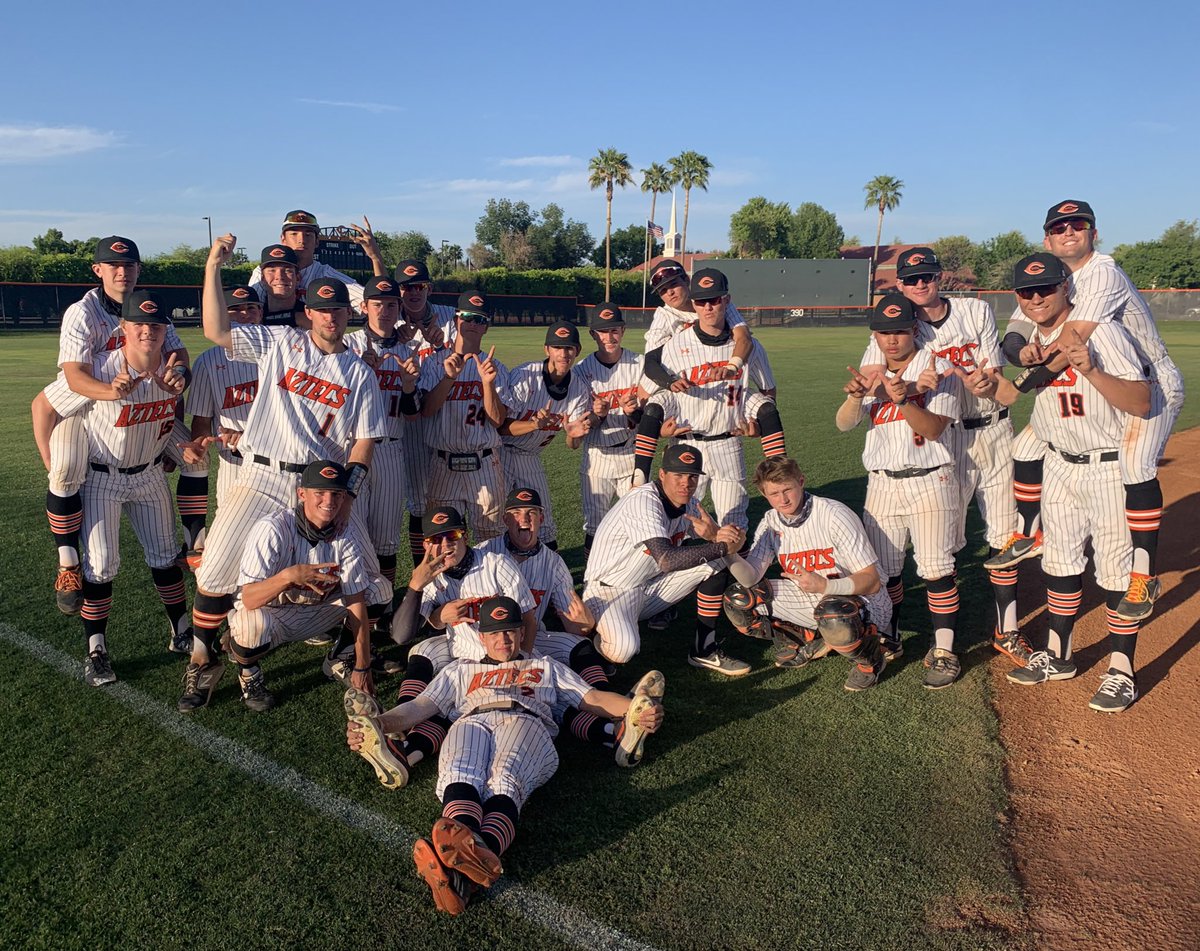 Aztecs get a big region win at home over Mtn Pointe 9-2. <a href="/wyatt_bauerr/">Wyatt Bauer</a> threw a CG on the mound and the offense applied pressure all game long. Great way to end the week. #GRIT
