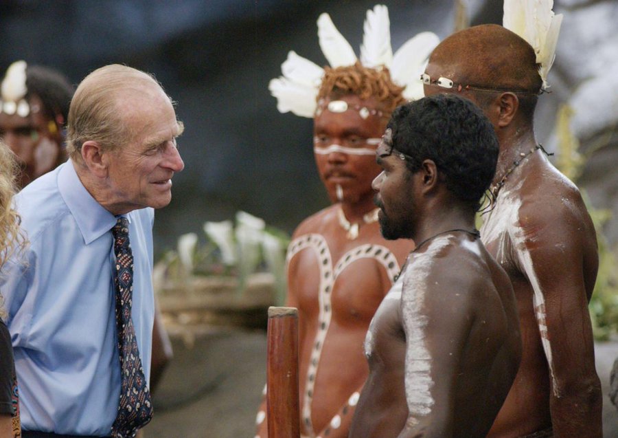 In 2002, when visiting an Aboriginal culture park in the Queensland rainforests of Australia, he asked an Aboriginal businessman: "Do you still throw spears at each other?" William Brim replied: "No. We don't do that any more."