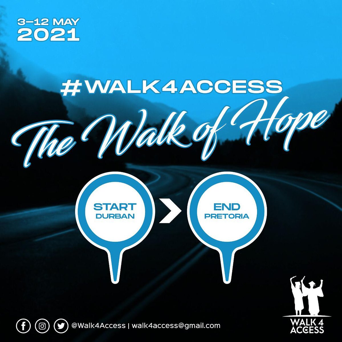 #walk4access a group of students from <a href="/UPTuks/">University of Pretoria</a> raised a R100000 in 21 days walking from Cape Town to Pretoria. Assisting 10 students with access and supplying 5000 cooked meals during exams. We will walk from Durban to Pretoria, 3-12 May <a href="/Zwelinzima1/">Zwelinzima Vavi</a> <a href="/AllanDell_/">Allan Dell</a> <a href="/AllanGrayOrbis/">Allan Gray Orbis Foundation</a>