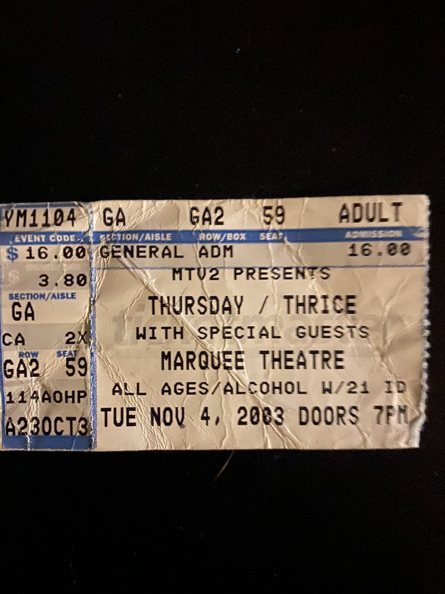 catastroV's tweet photo. @Thrice I was looking for a copy of my marriage license and found this. Such a good show, can’t believe it was almost 20 years ago https://t.co/zKM7dLZ68n