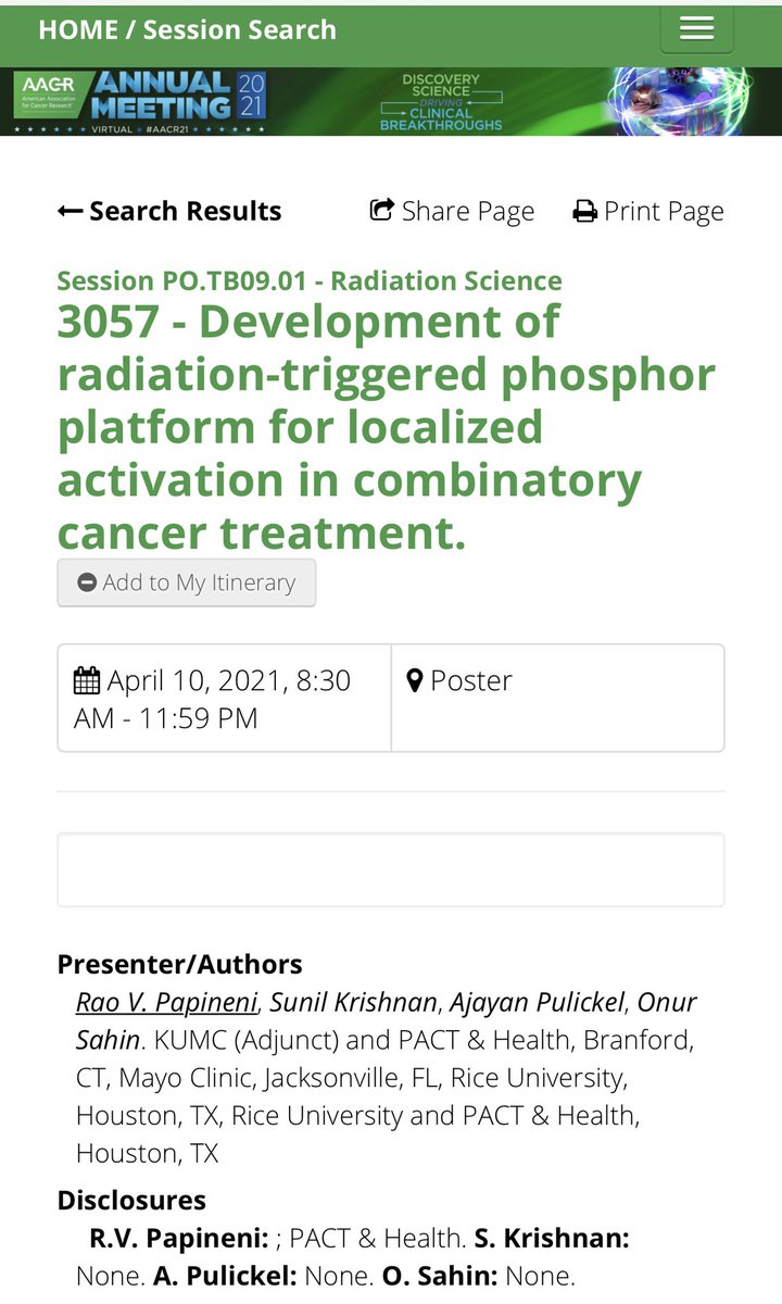 DrRaoPapineni's tweet photo. AACR Cancer Meeting! Please visit our Three Presentations at #AACR21. An unique #nano iX-PDT, A #COVID19 DRUG, and #AI Gene classifier. #PACT_Health #NCI #NCIsbir #NIH #KUMC #PapineniLABS #radiation https://t.co/wbg3jA816g