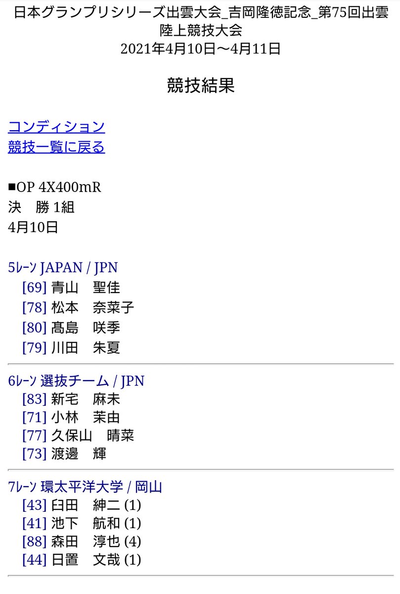 月刊陸上競技 月陸online V Twitter 出雲陸上 速報 T Co 2bwitmyysq 女子4継日本代表 青山 華依 鶴田 玲美 齋藤 愛美 兒玉 芽生 世界リレー参加標準43 90 T Co Sopp3vc49v 月刊陸上競技 月陸online V Twitter 出雲陸上 速報 T Co 2bwitmyysq 女子4継日本代表 青山 華依 鶴田 玲美 齋藤 愛美 兒玉 芽生 世界リレー参加標準43 90 T Co Sopp3vc49v