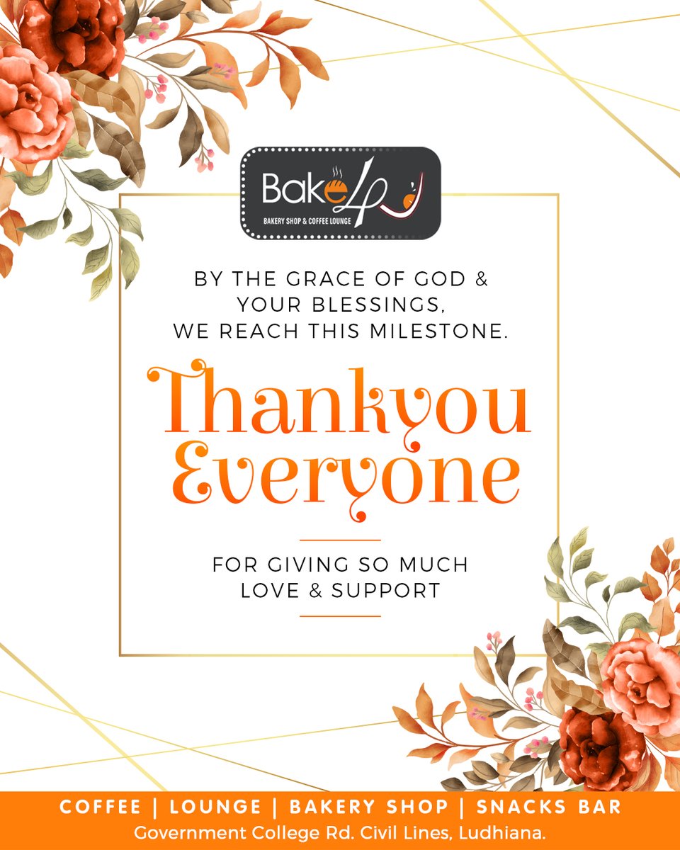 #Thank_You_All

We are really happy to be a part of your loving moment and with all your blessings we reached a great milestone.

#bake4u #newoutlet #outlet #happiness #excited #cakes #gifthampers #cookies #ludhiana #ludhianafoodie #thankyouall #lovingmoment