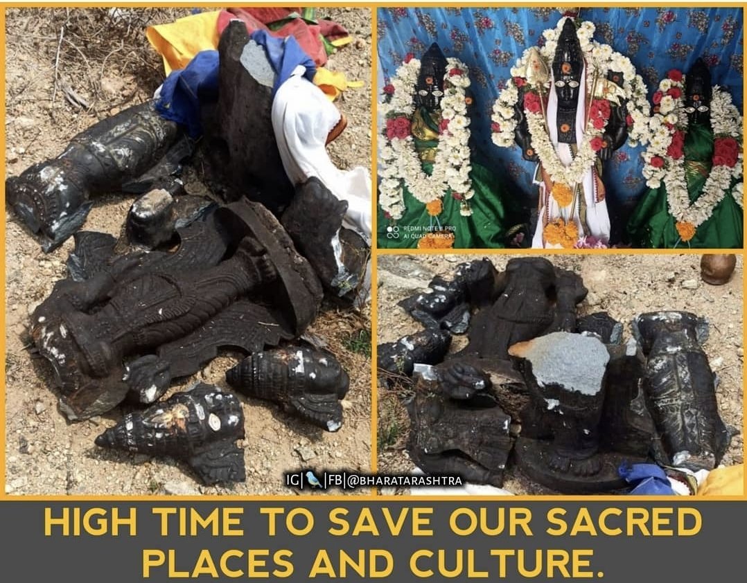 mrunali_dharme's tweet photo. Miscreants have desecrated idols of shri Subramanya Swamy &amp; valli,Devasena 
@chittoor,Andhra pradesh.

👉 Such fanatics should be denied entry to the temple !

#TemplesOnlyForHindus https://t.co/EzKRHzrMl7