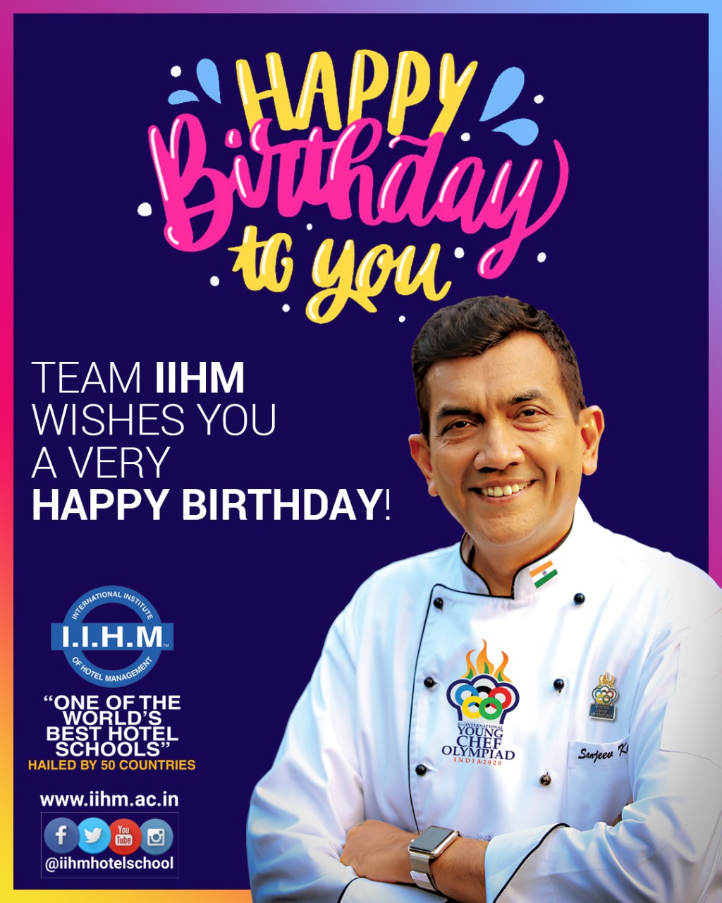 Wishing you very very happy birthday chef Sanjeev Kapoor 