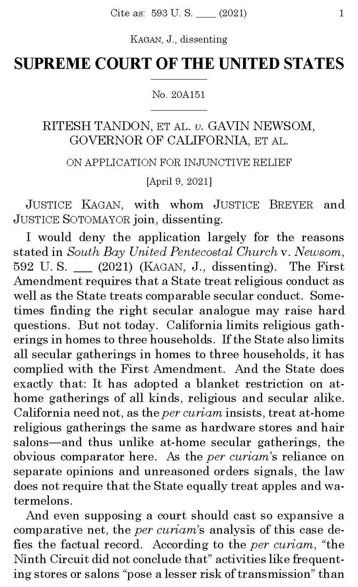 13 of these rulings have provoked at least three Justices to publicly dissent; and last night's is the third to provoke (the same four) Justices to dissent—the Chief Justice and Justices Breyer, Sotomayor, and Kagan (the latter three of whom joined in a short dissenting opinion):