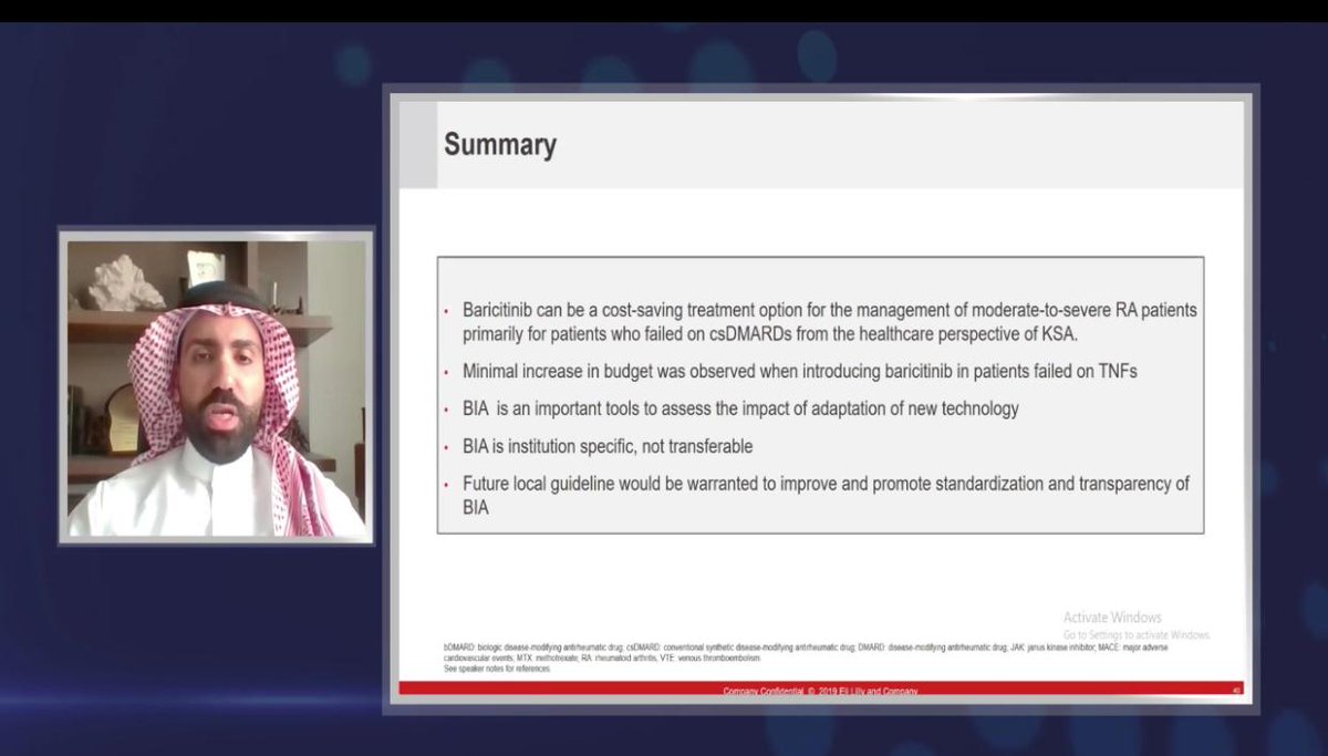 Fourth satellite symposium titled:
Budget Impact Model for RA Treatment in KSA: Value of JAKs
Speaker: Dr. Bander Balkhi
