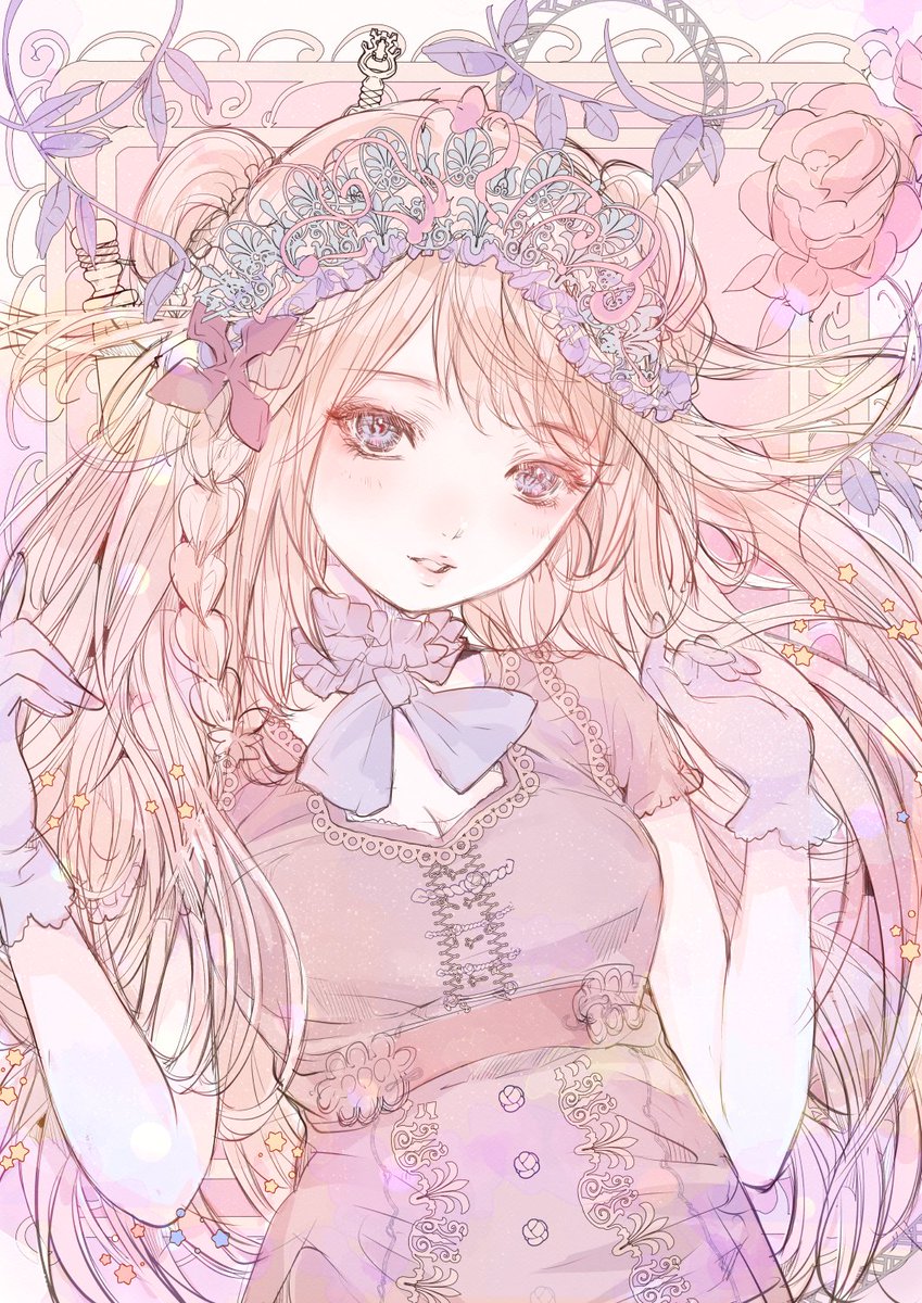 牡丹の少女 水彩版 花の少女たちをテーマに描いているシリーズの オリジナ こもりひっき 幻想少女絵のイラスト