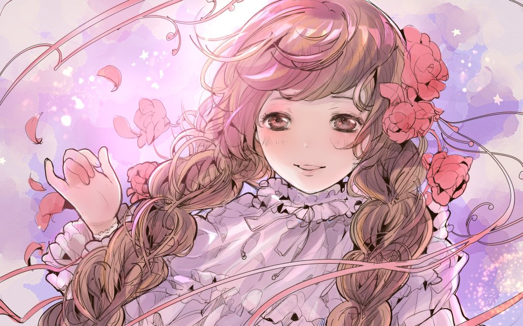 牡丹の少女 水彩版 花の少女たちをテーマに描いているシリーズの オリジナ こもりひっき 幻想少女絵のイラスト