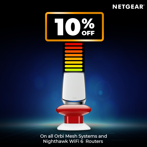 Netgear_India's tweet photo. Unleash the power of reliable, strong, and blazing fast WiFi with Netgear - & also get an extra discount for it!
VisitΒ https://t.co/JiPyj2yey4Β & you get a 10% discount on the purchase of Orbi Mesh Systems or Nighthawk WiFi 6 Routers.
#NetgearIndia #WiFi6 #Offer #Discount https://t.co/n9CGhhRgsC