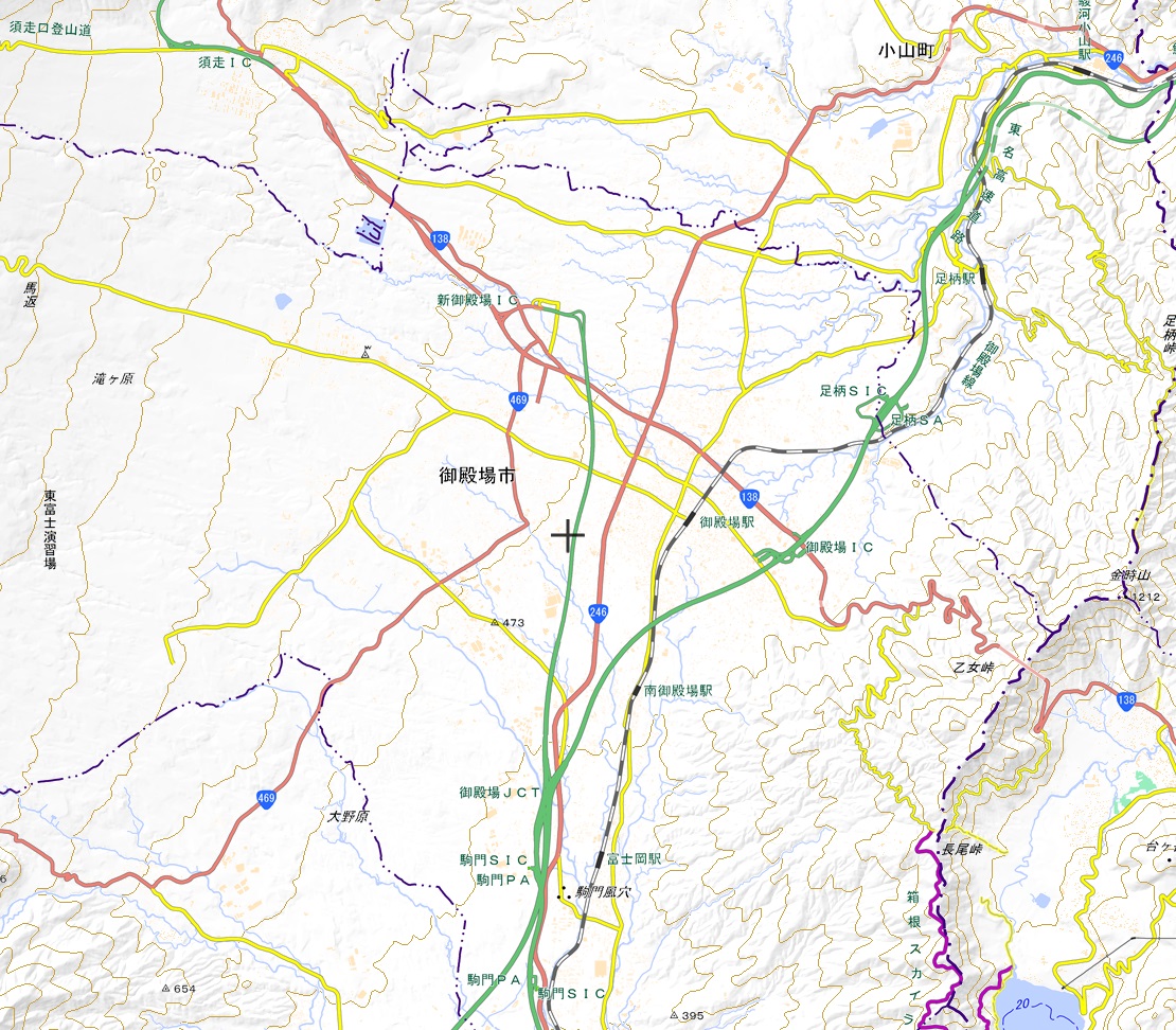 たこ 道路好団垢 先ほど16時に開通した 新東名 御殿場jct 新御殿場ic間 R138須走道路 御殿場バイパス R469バイパス 静岡県道406号 仁杉柴怒田線 が 地理院地図に反映されていました 早い